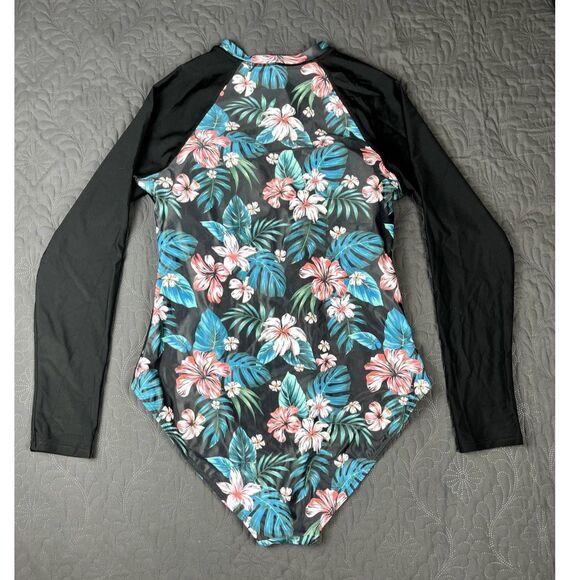 Daci Rash Guard Long Sleeve 1pc Swimsuit Zipper Surfing UPF 50 Summer SZ L:NWT - Picture 2 of 12